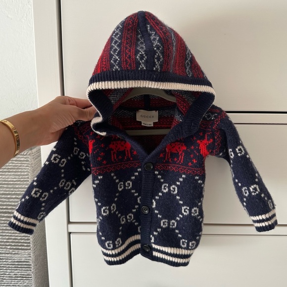 GUCCI Auth Baby Boys Wool Cardigan Sweater 6-9m - Picture 1 of 8